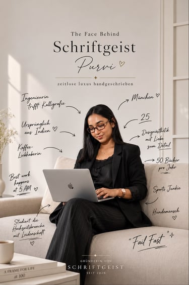 Gründerin von Schriftgeist – Designerin für exklusive Hochzeitspapeterie und Kalligrafie in München