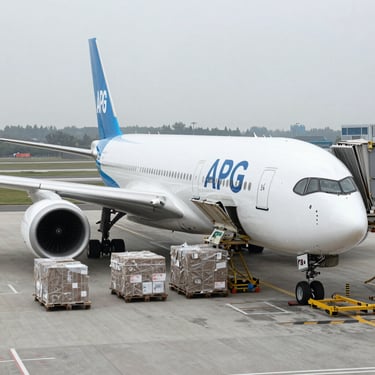 A modern airline website homepage displayed on a laptop with a clean, blue-toned interface.