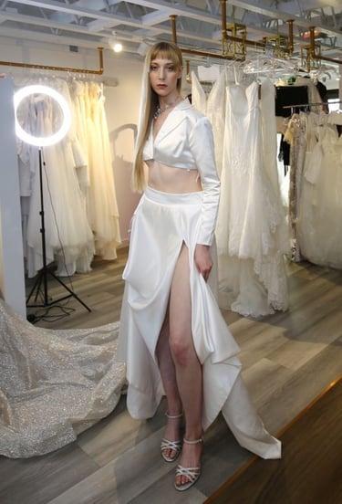 Model in a beautiful wedding gown dress