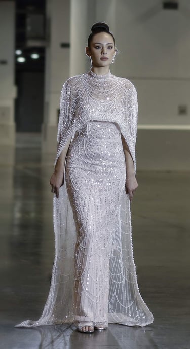 Model in a beautiful wedding gown dress