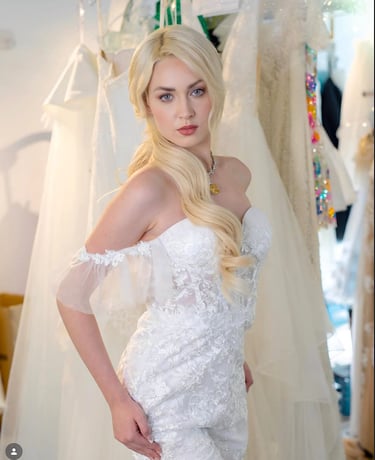 Model in a beautiful wedding gown dress