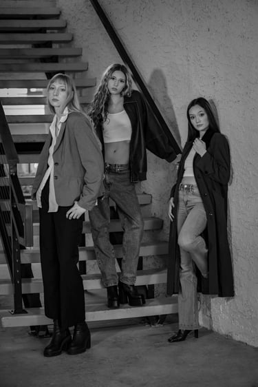 Models in a photoshoot