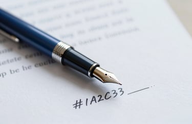 A conceptual, sharp image of a professional fountain pen resting on a signed document, symbolizing integrity and legal compliance. The color scheme is dominated by #1A2C3F and #F5F8FA.