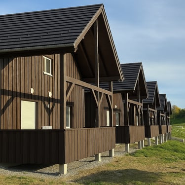 Camping jura serie de chalet peints en peinture naturelle 