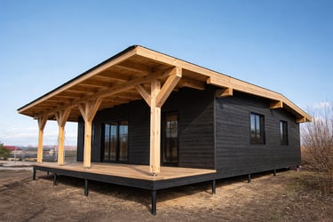 une maison contemporaine peinte en peinture suedoise mate noire