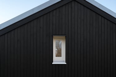 bardage bois noir mate peint avec de la peinture suedoise sur maison traditionnelle