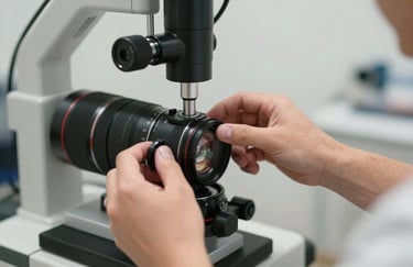 Close-up of a professional kinésithérapeute's hands adjusting equipment in a modern clinic, highlighting the technical nature of the profession in a Western European setting.