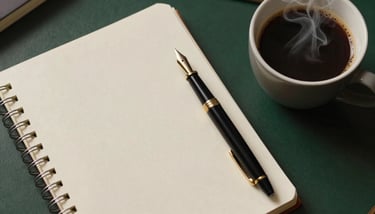 A cozy scandinavian cafe setting, a person typing on a laptop with a matte forest green coffee cup nearby, soft warm lighting.