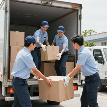 A skilled professional carefully packing boxes in a bright, organized home.