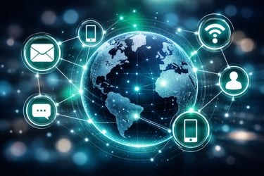 Digital globe network representing the nationwide reach of Lumen Elise Legal Services.