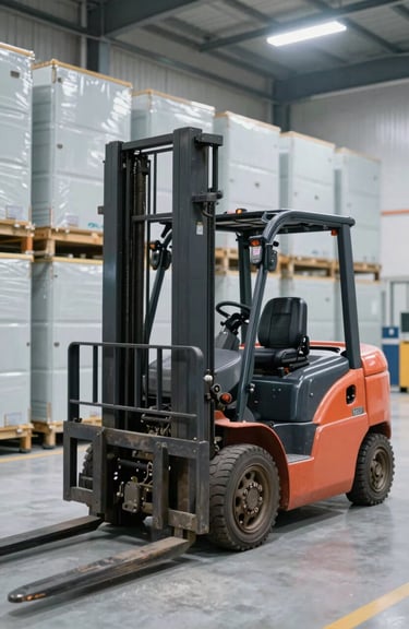 An automated forklift operating in a state-of-the-art cold storage facility with bright, efficient lighting.
