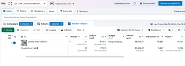 Facebook Ads report