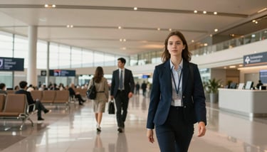 Close-up of a hand signing official immigration documents on a clean, wooden desk with an elegant gold fountain pen.