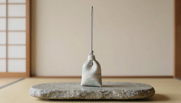 A handmade horse charm crafted from muted sage green textile, hanging from a thin, elegant silk cord against a soft celadon background.