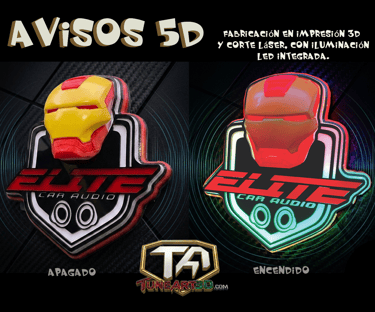 "Aviso 5D PopOut LED con figuras 3D que salen del aviso control Bluetooth"