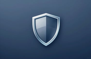 An icon representing security and protection, styled as a minimalist shield made of glass over a dark blue background (#1A2C38).