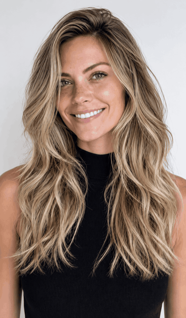 Seamless lived-in blonde hair colour with natural movement and shine.