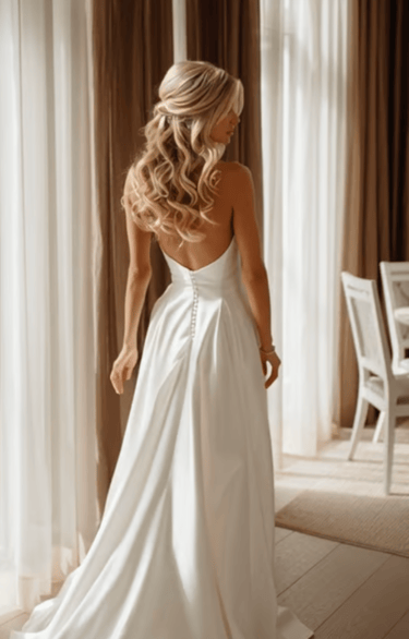 Elegant wedding hair and makeup featuring refined styling, glowing complexion and sophisticated brid