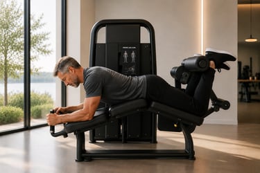 Homme réalisant un Leg Curl allongé pour renforcer les ischio-jambiers.