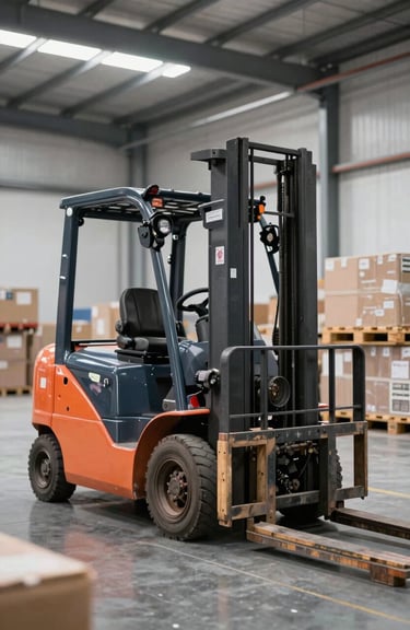 Inside a bright, modern warehouse where an automated forklift moves pallets, reflecting advanced technology in freight management.