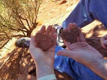 Heart-shaped rocks gifted to us by Sedona's "Heart King" Robert Sechrengost