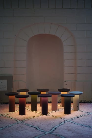 Outdoor lantern with warm ambient light for a cozy balcony evening atmosphere.