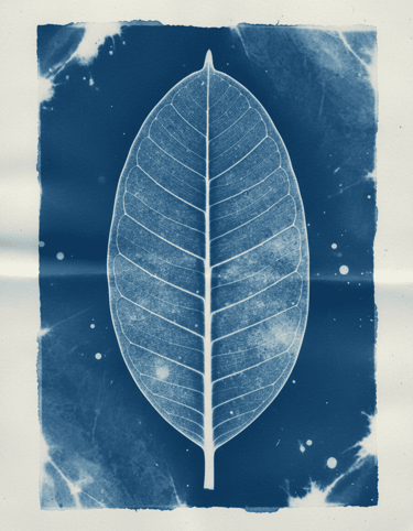 Cianotipia hoja árbol hule