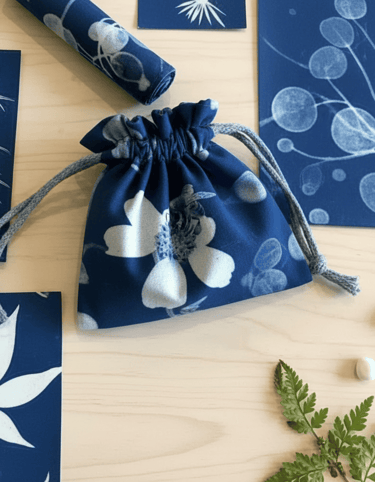 Bolsa con cianotipia revelado textil