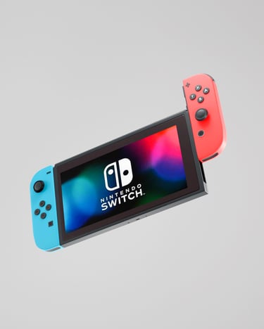 Nintendo switch en un fondo blanco.