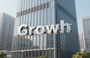 A blurred background of a modern glass skyscraper during the day in a North American business district, signifying growth, scale, and professionalism.
