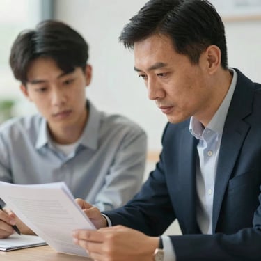 A close-up of a mentor and student reviewing a text together, emphasizing leadership development and religious education. Soft focus, professional aesthetic.