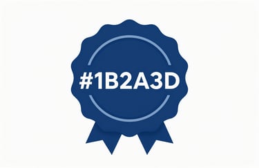 An official certification badge or seal with a technical design, clean background, incorporating the #1B2A3D blue for a sense of authority and reliability.