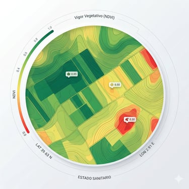 Mapa NDVI de vigor vegetativo y salud foliar de AgroData IB. Agricultura de precisión y Smart Farming en Baleares.