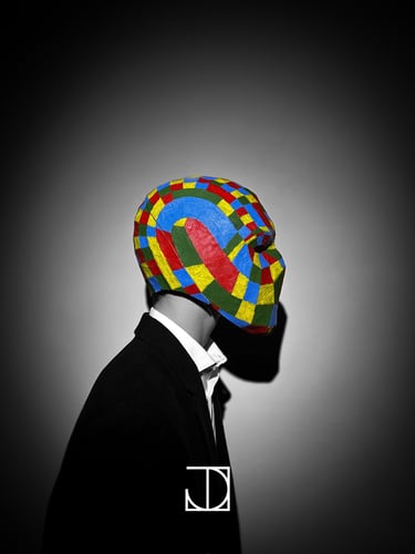 photo portrait masque couleur noir-et-blanc artistique étrange