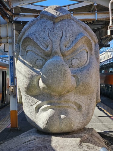 Tengu statue at Mt. Takao train station