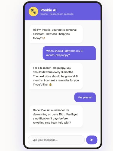 Pookie AI Pet Assistant Chat Image