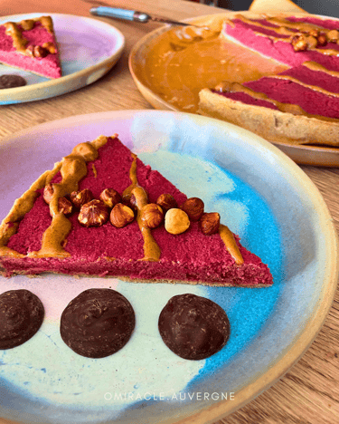 Tarte framboise noisette Ô Miracle Traiteur végétal végétarien Végan