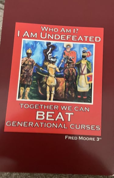 Who am I , I am Undefeated  together we can beat generational curses logo