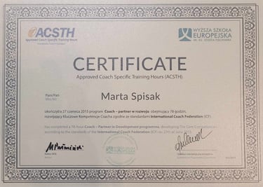 Jeden z certyfikatów z szerokiej gamy szkoleń lub kursów