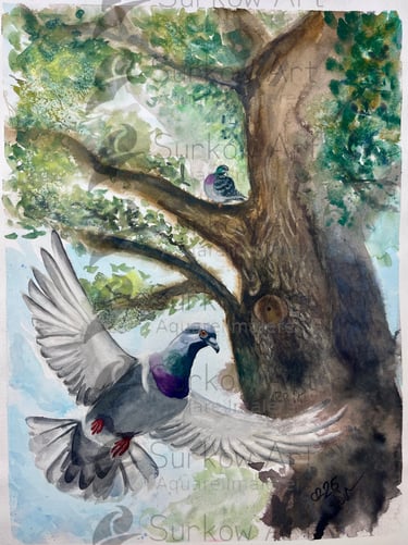 aquarell-auftragsarbeit Taube-surkow-art-paul-surkow