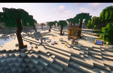 Villagers having a beachparty! Look how happy they are down there!