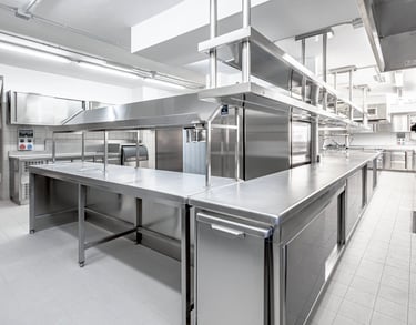 Stainless steel bench Canberra for sleek commercial kitchen interiors.