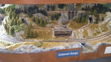 Cataract Gorge. Mainline in the foreground.