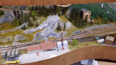 Industries in Fort McCloud, with the hotel in the rear.