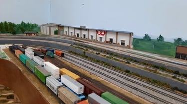IGA warehouse in Jeffery. Frank Grace yard in the foreground.