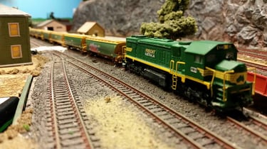 A wheat train running through Banks.