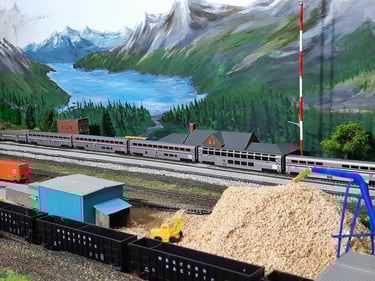 An Amtrak passenger halts at Fort McCloud station