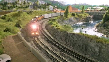 A freight train rounds Morants Curve