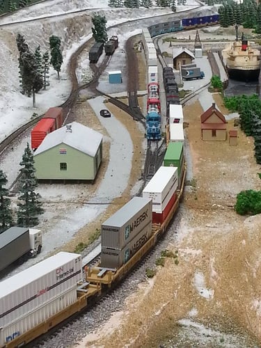Trains cross at Dog River station on Moose Jaw