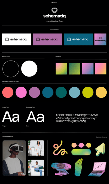 a one page style guide offering bold colours